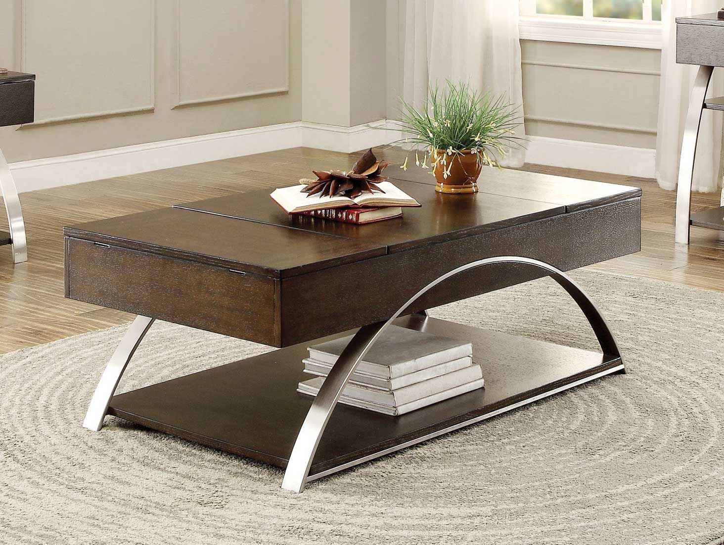 Homelegance Tioga Cocktail Table with Lift Top and Storage - Espresso