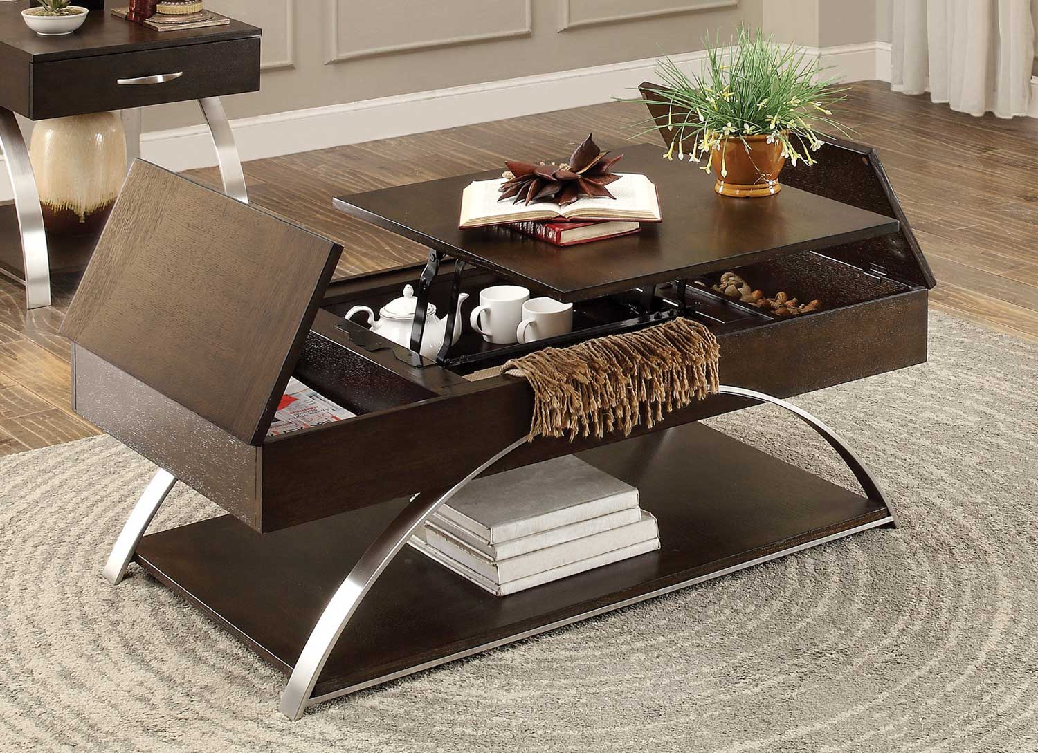 Homelegance Tioga Cocktail Table with Lift Top and Storage - Espresso