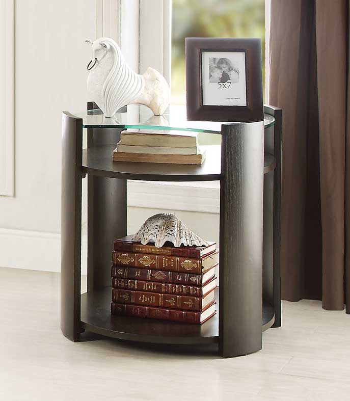 Homelegance Sicily End Table with Glass Top