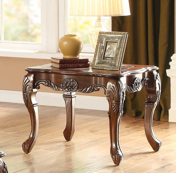 Homelegance Logan End Table with Marble Inset - Warm Cherry