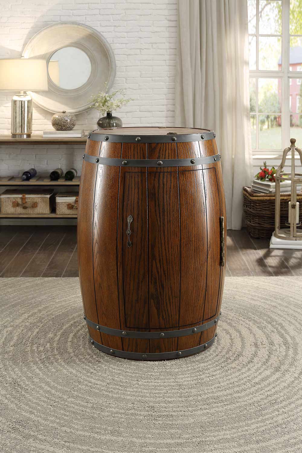 Homelegance Cabernet Wine Barrel Refrigerator Cabinet - Dark Oak