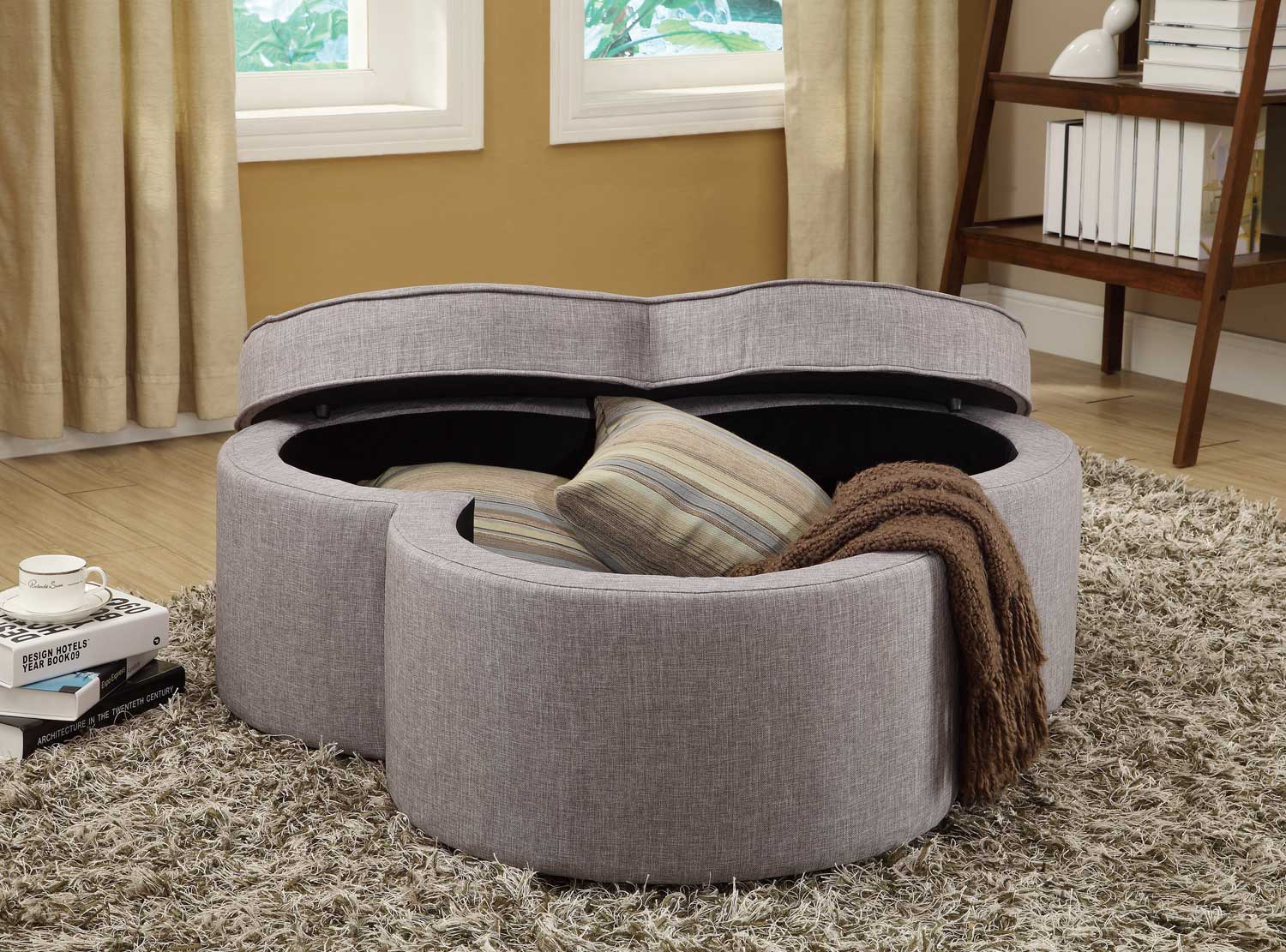Homelegance Limerick Storage Ottoman with Casters - Grey Linen