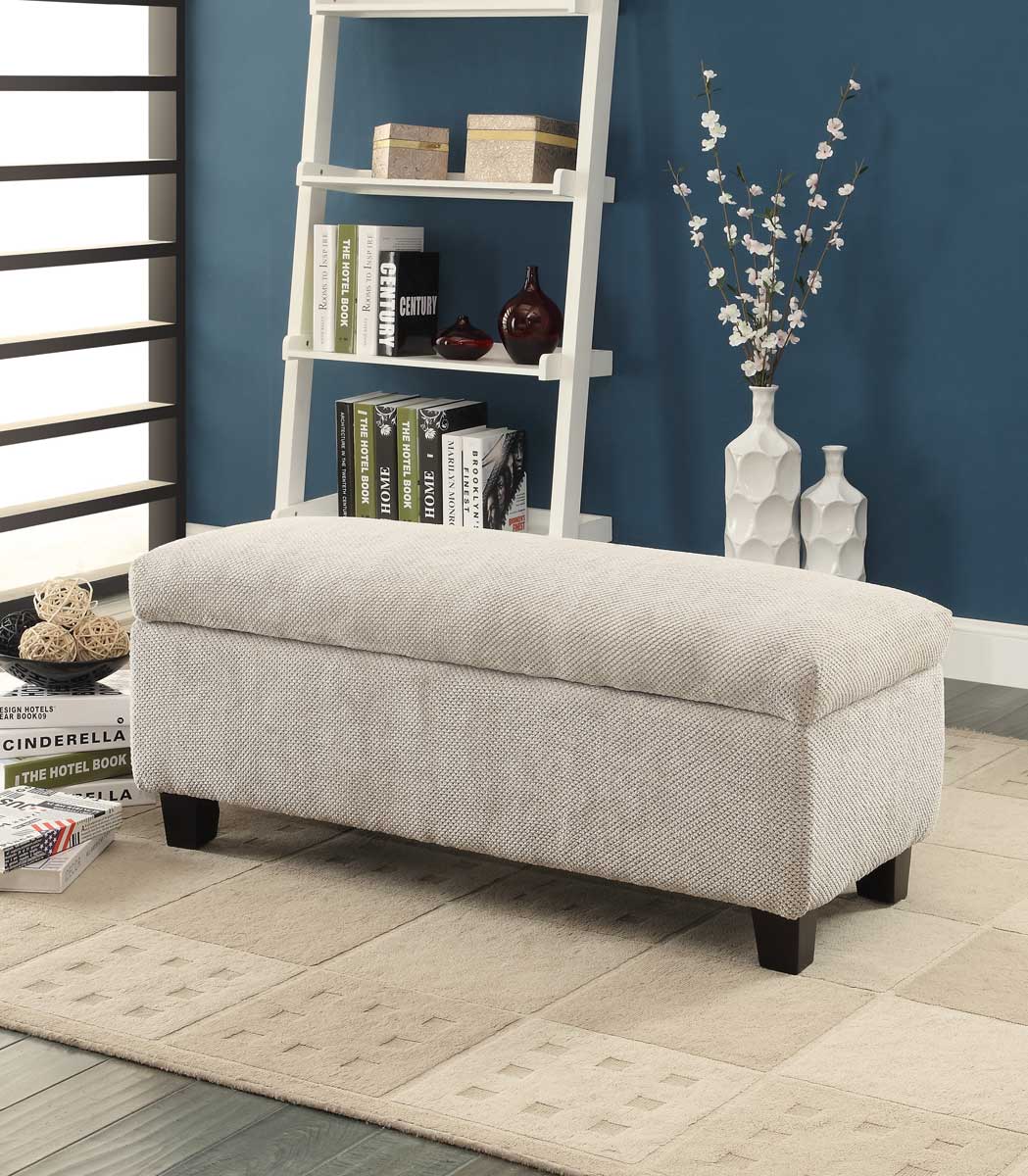 Homelegance Claire Lift Top Storage Bench - Grey Fabric