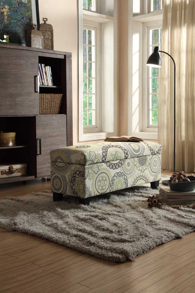 Homelegance Claire Lift Top Storage Bench - Floral Fabric