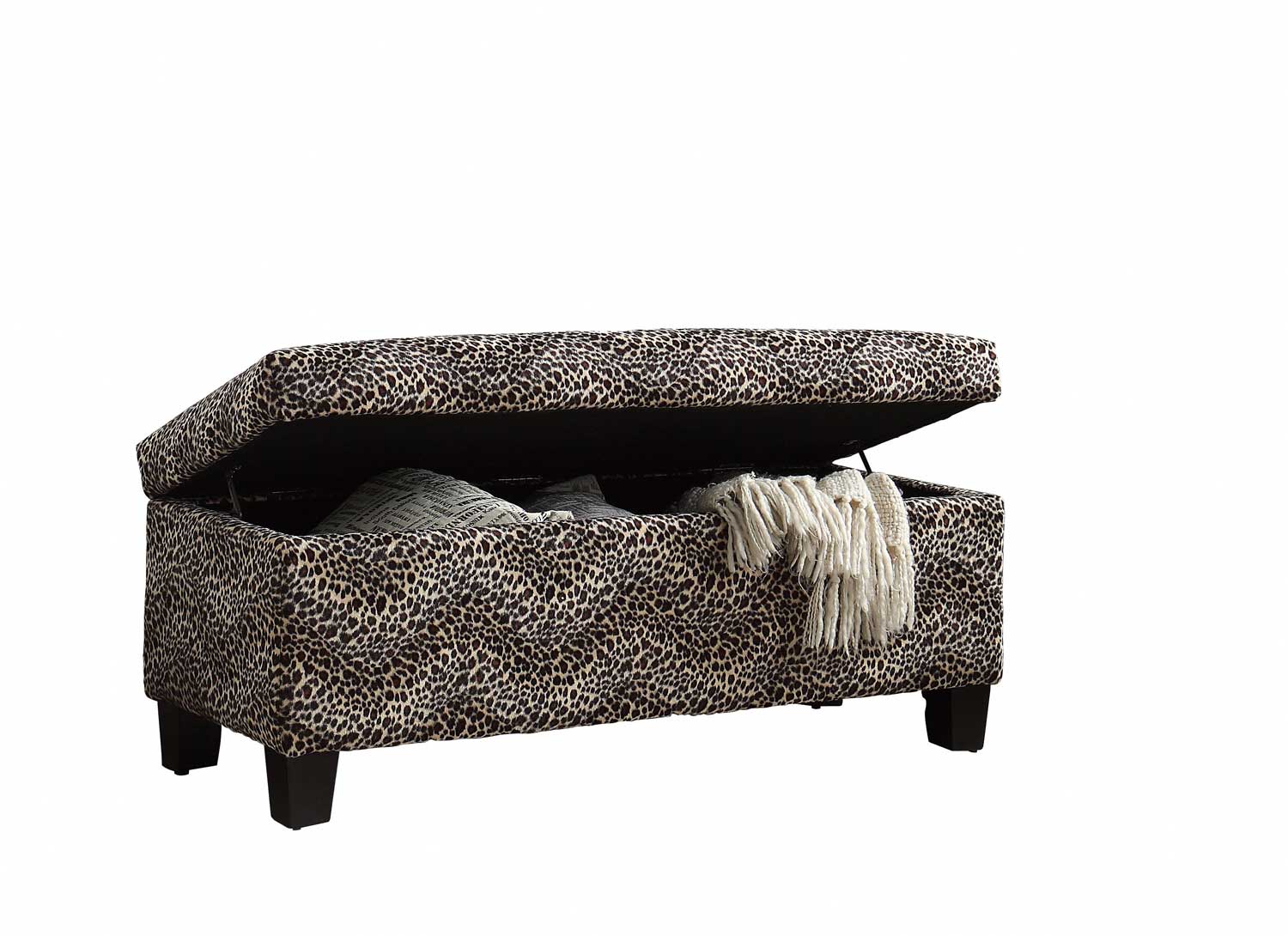 Homelegance Claire Lift Top Storage Bench - Leopard Fabric