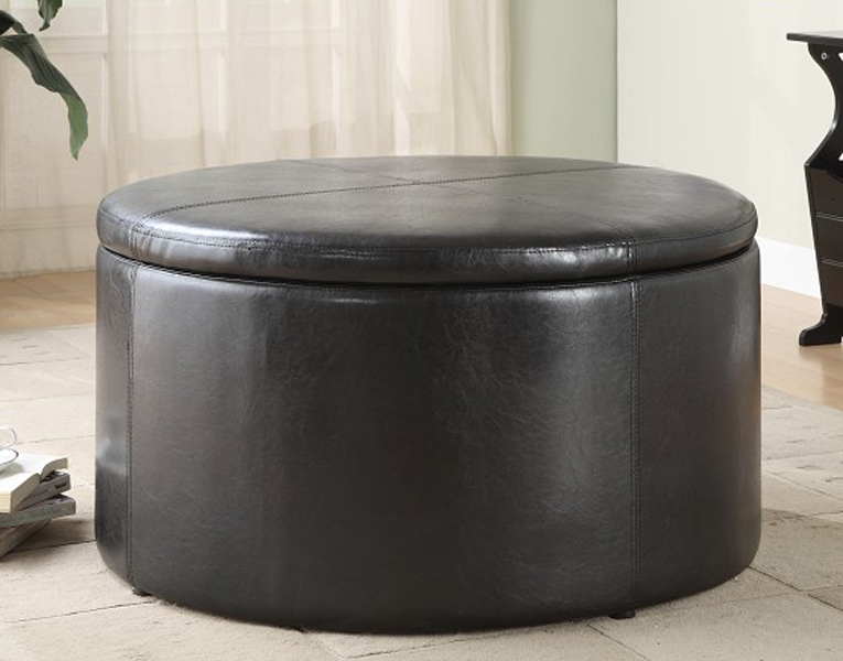 Homelegance Houston Round Storage Cocktail Table with 2 Kidney Ottomans