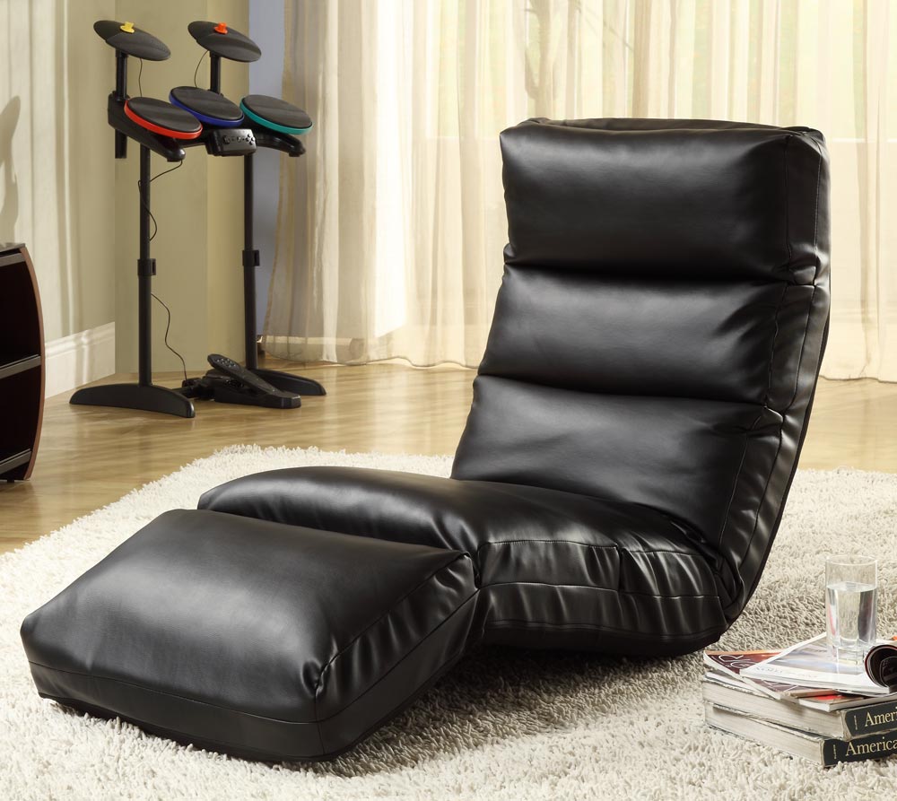 Homelegance Gamer Floor Lounger Chair - Black Leatherette