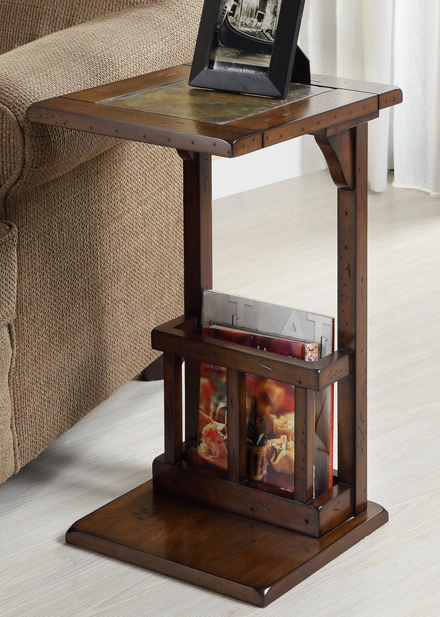 Homelegance Berman Chairside Table - Slate - Dark Oak