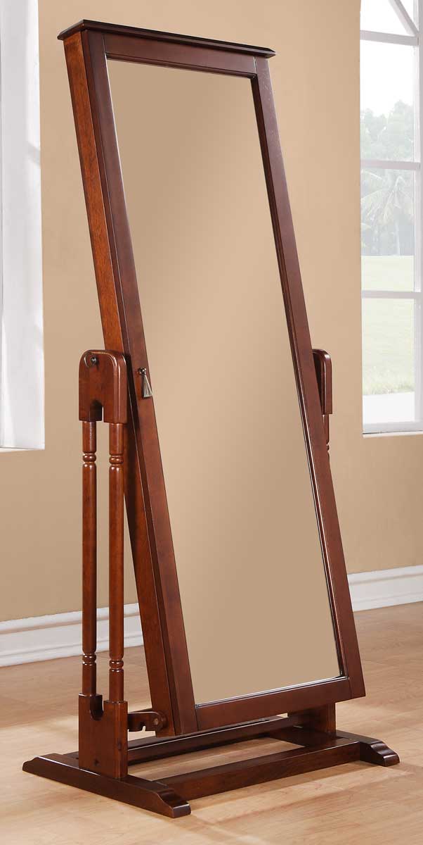 Homelegance Reflection II Cheval Mirror With Jewelry Wardrobe - Cherry