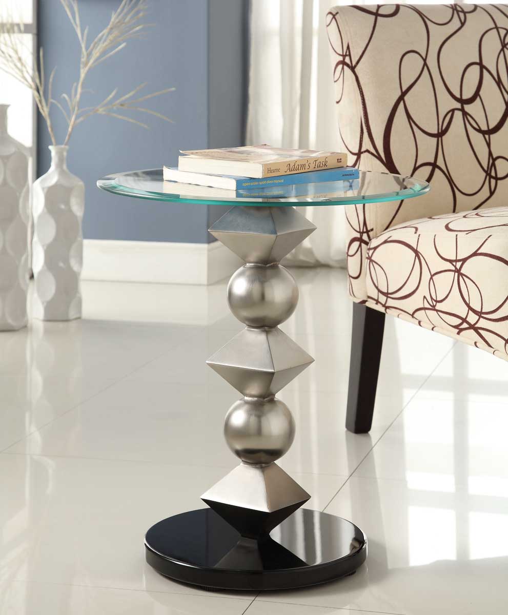 Homelegance Galaxy Round Chairside Table - Brushed Chrome
