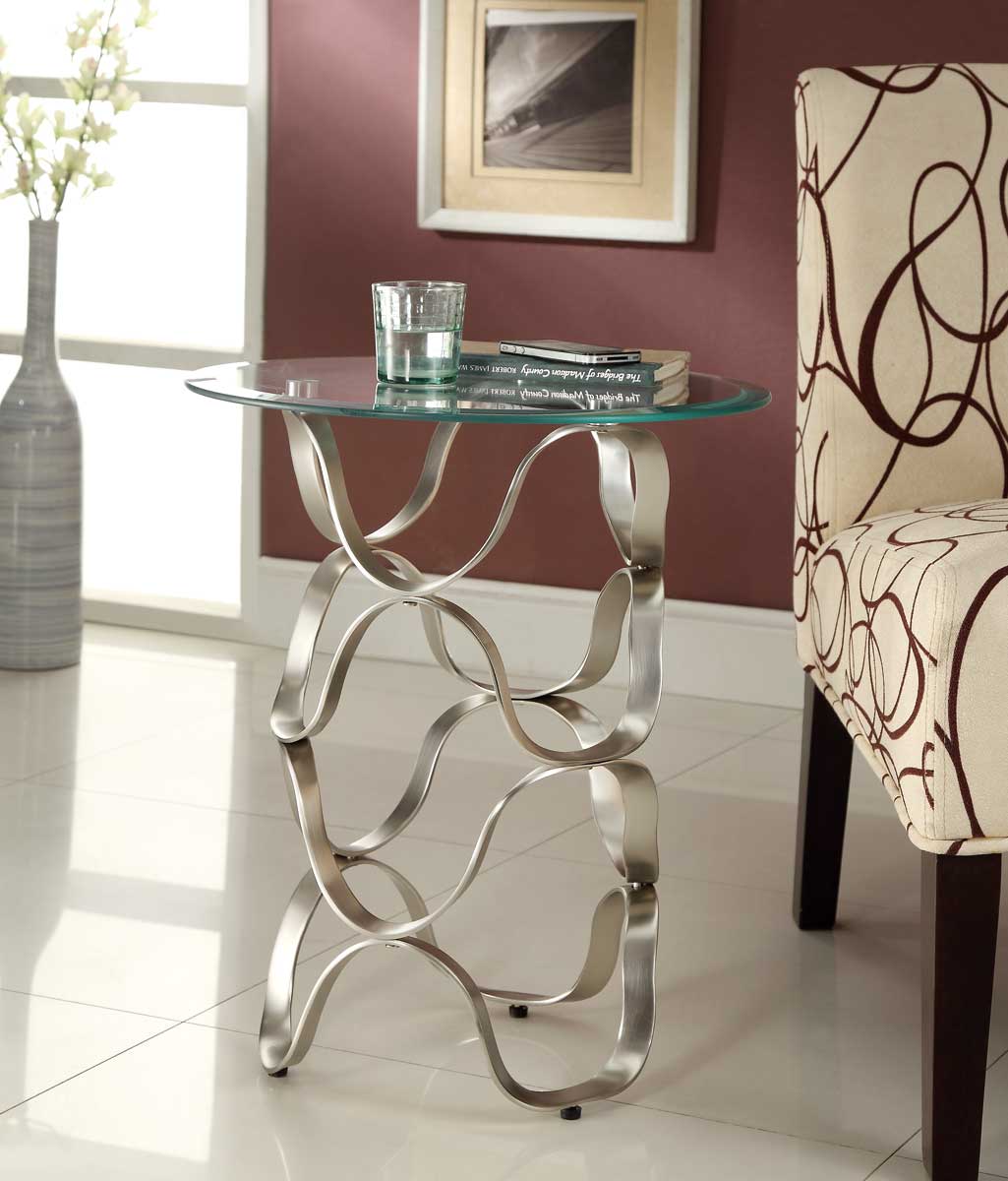 Homelegance Galaxy Round Chairside Table - Brushed Chrome