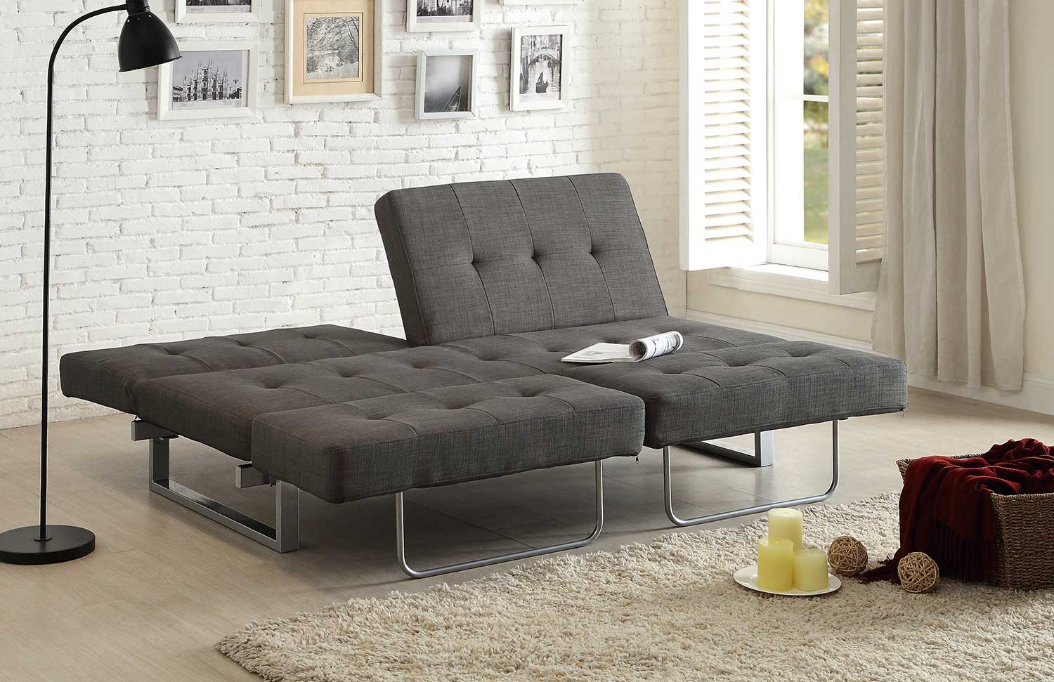 Homelegance Crispin Elegant Lounger Sofa Bed - Grey
