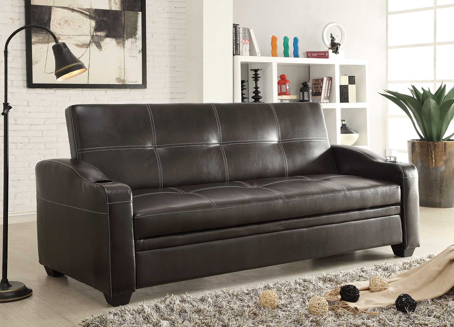 Homelegance Caffrey Elegant Lounger Sofa Bed - Dark Brown