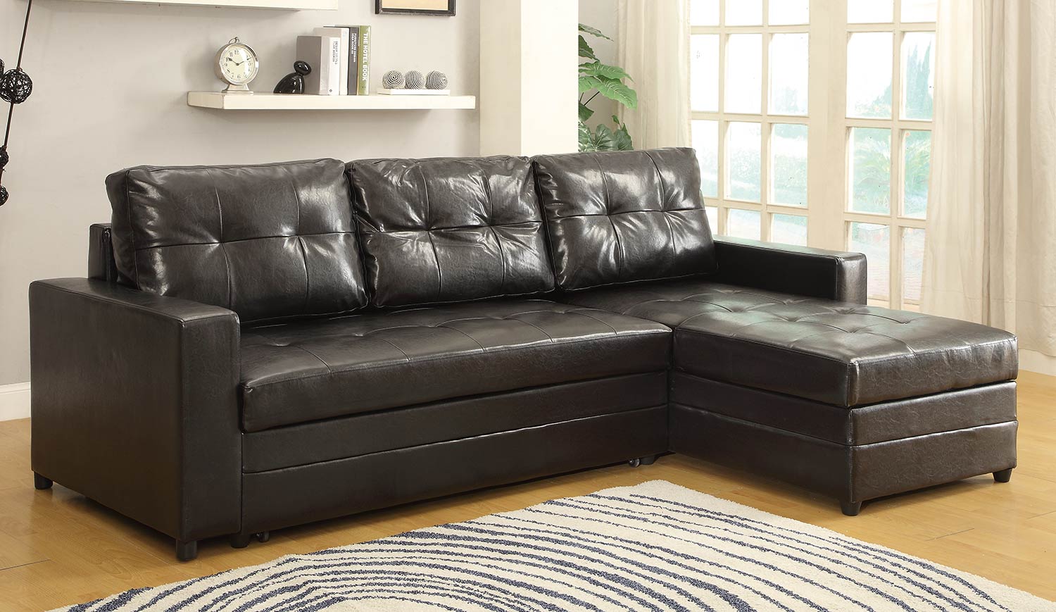 Homelegance Kemen Elegant Lounger Sofa Bed - Dark Brown