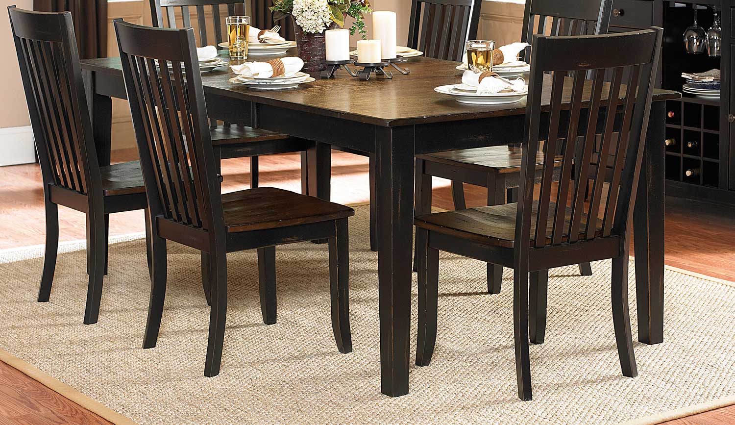 Homelegance Three Falls Rectangular Dining Table Two Tone Dark Brown Black Sand 5023 78 At Homelement Com