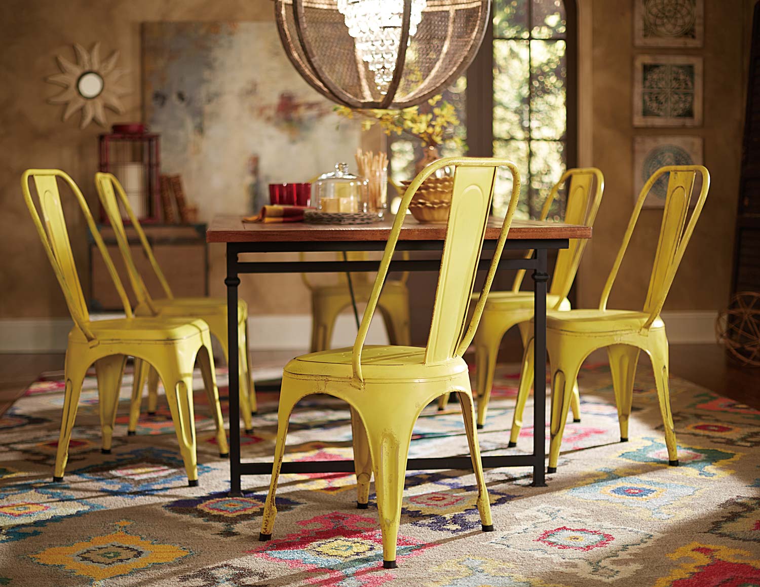 Homelegance Amara Yellow Metal Chair - Yellow