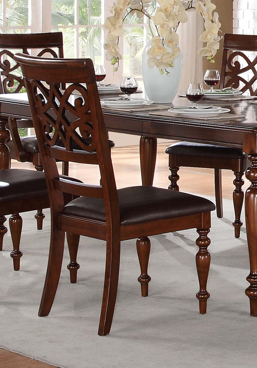 Homelegance Creswell Side Chair - Dark Brown Bi-Cast Vinyl - Rich Cherry