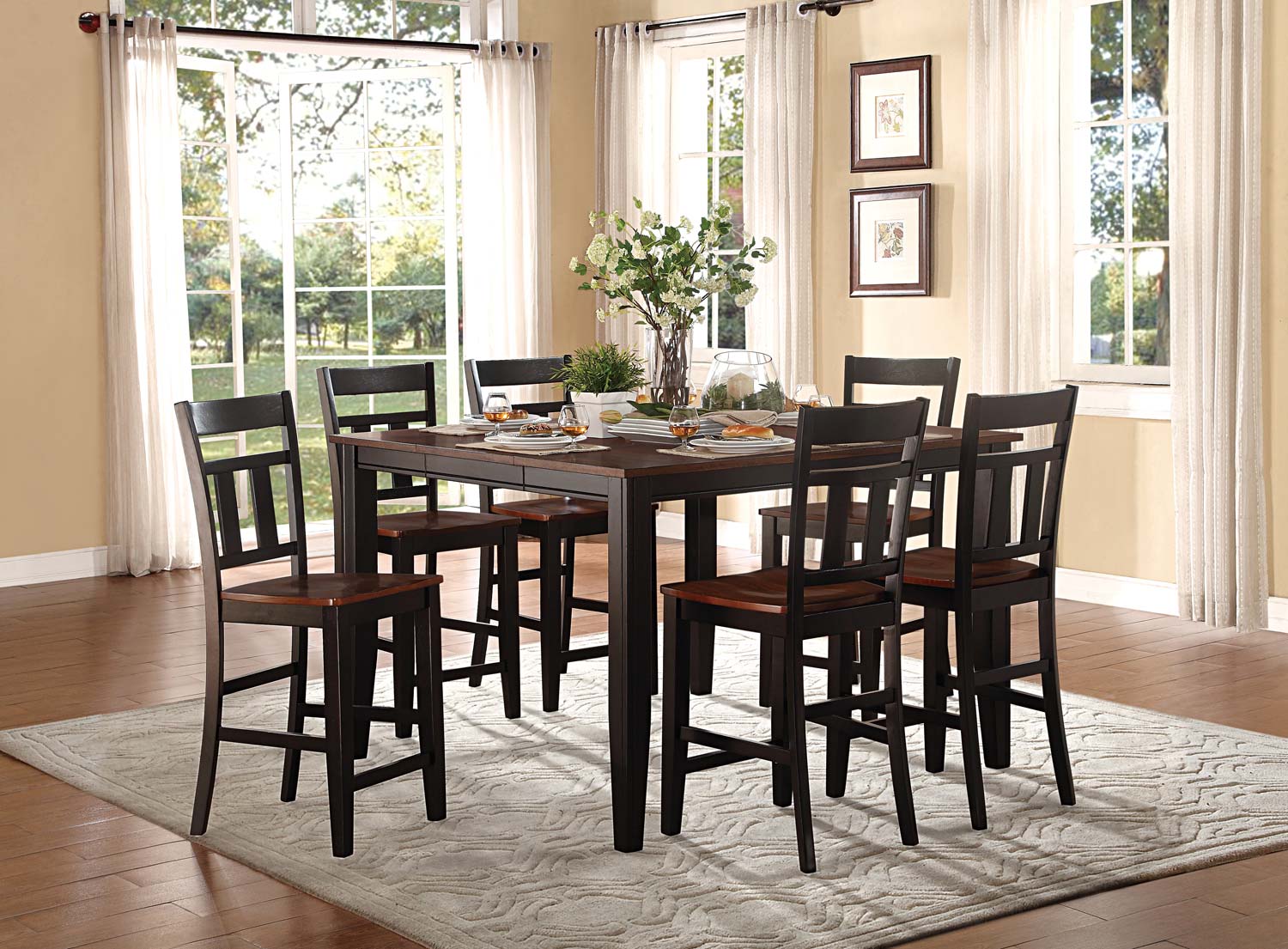 Homelegance Westport Counter Height Dining Set - Two tone black/cherry