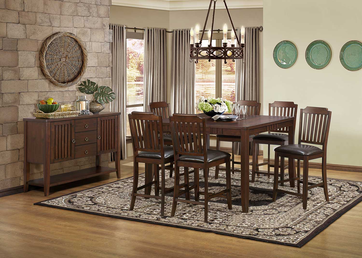 Homelegance Dickens Counter Height Dining Set - Rich Brown