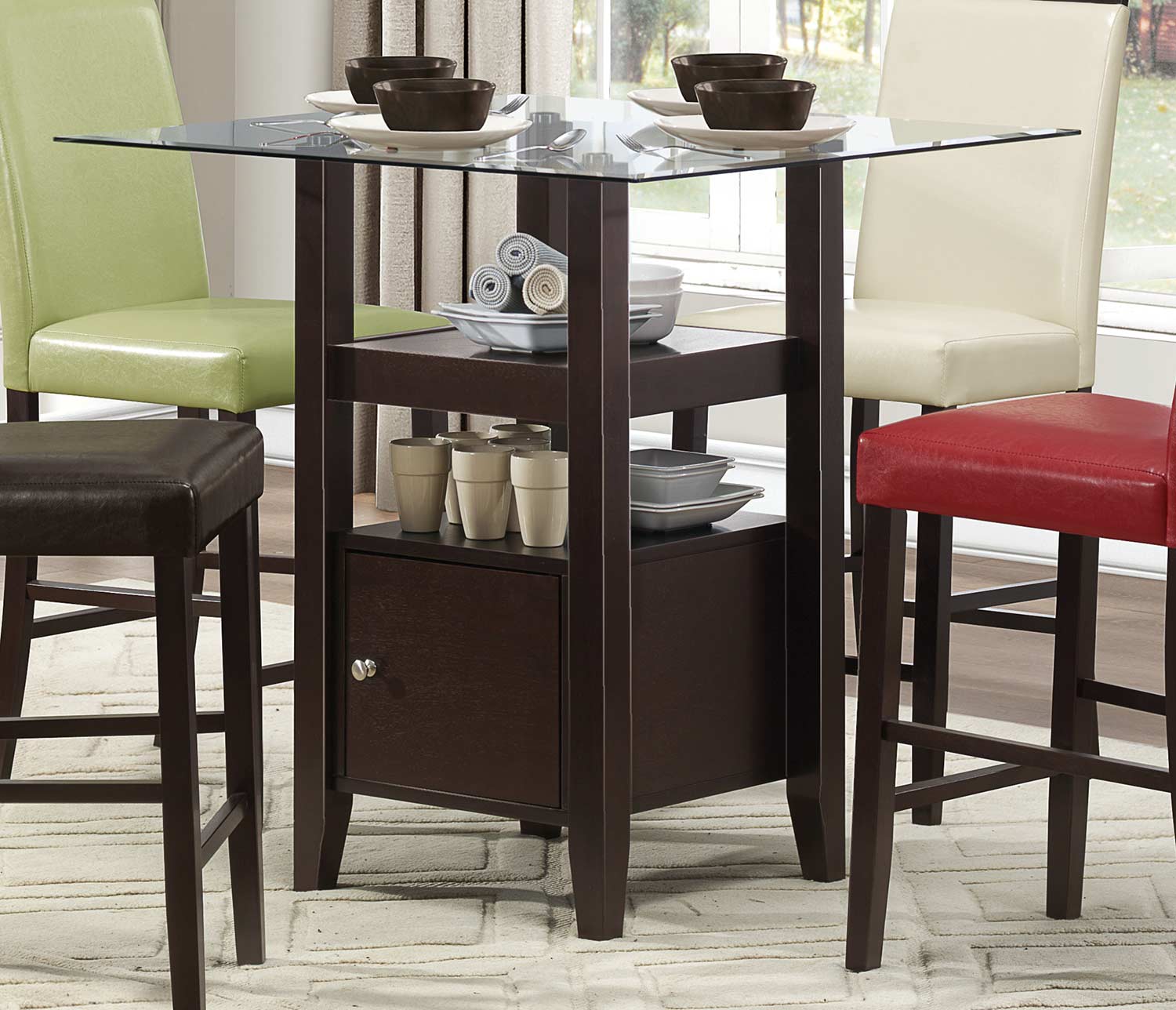 Homelegance Bari Counter Height Table with Storage Base - Dark Brown