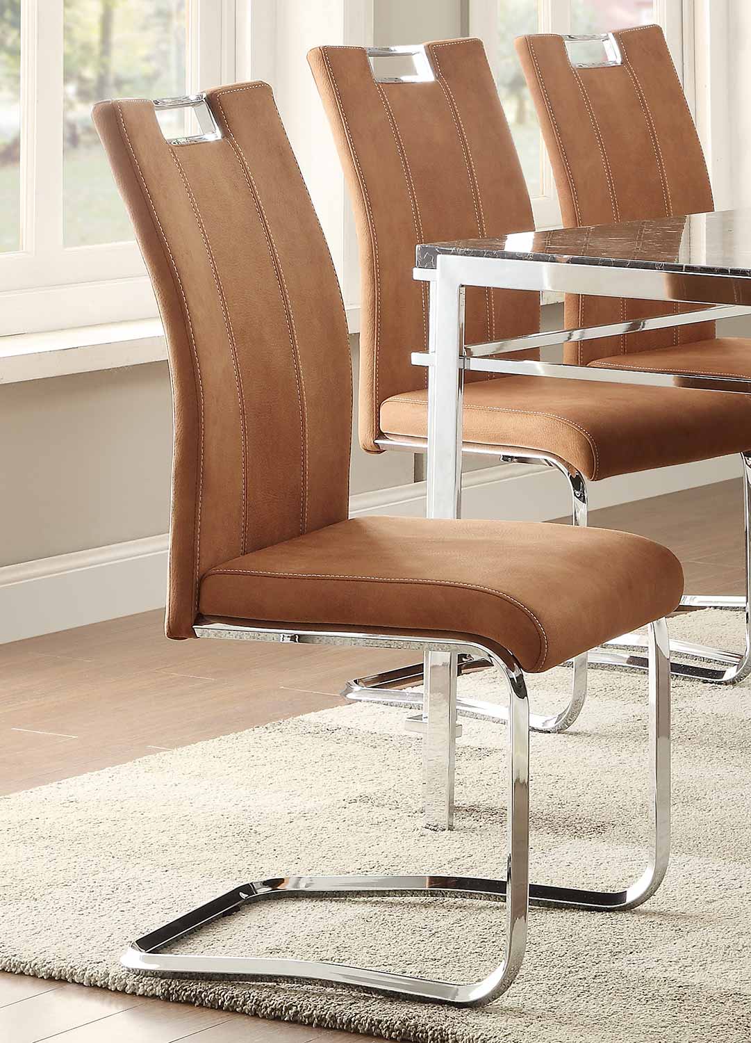Homelegance Watt Side Chair - Metal/Camel Brown Upholstery