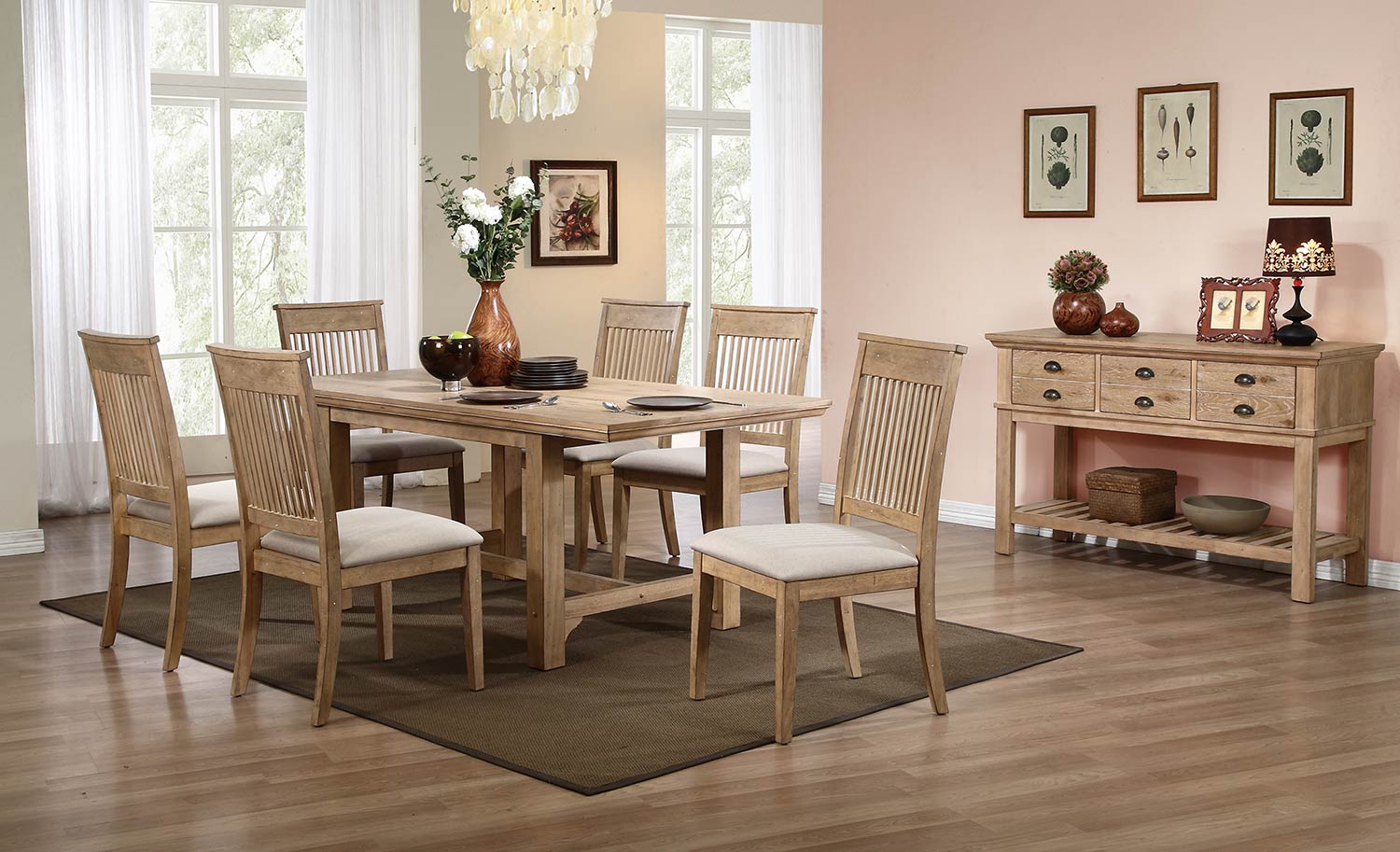 Homelegance Candace Dining Set - Natural Homelegance Candace Dining Set - Natural