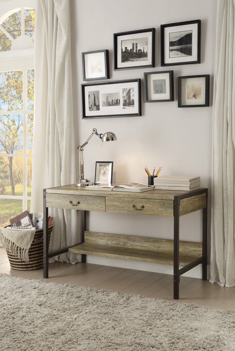 Homelegance Rumi Writing Desk with Two Drawers - Metal Frame