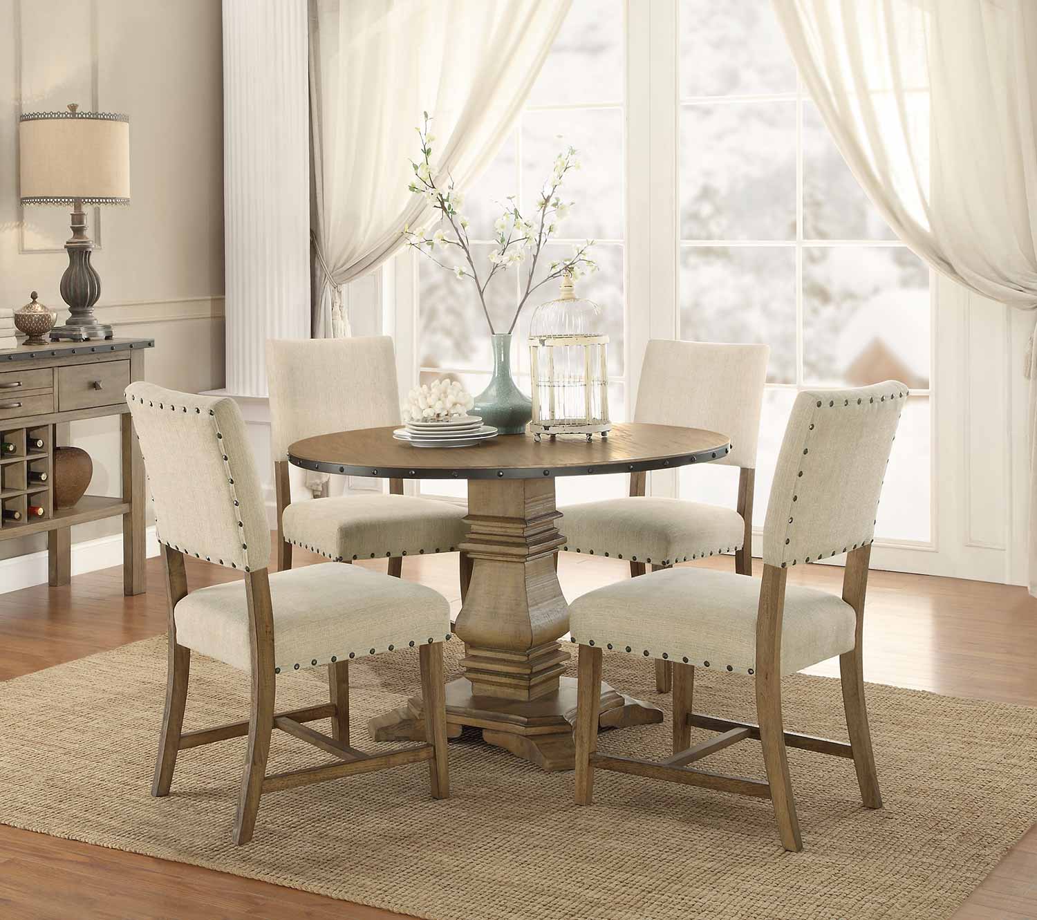 Homelegance Veltry Round Dining Set - Weathered Finish Homelegance Veltry Round Dining Set - Weathered Finish