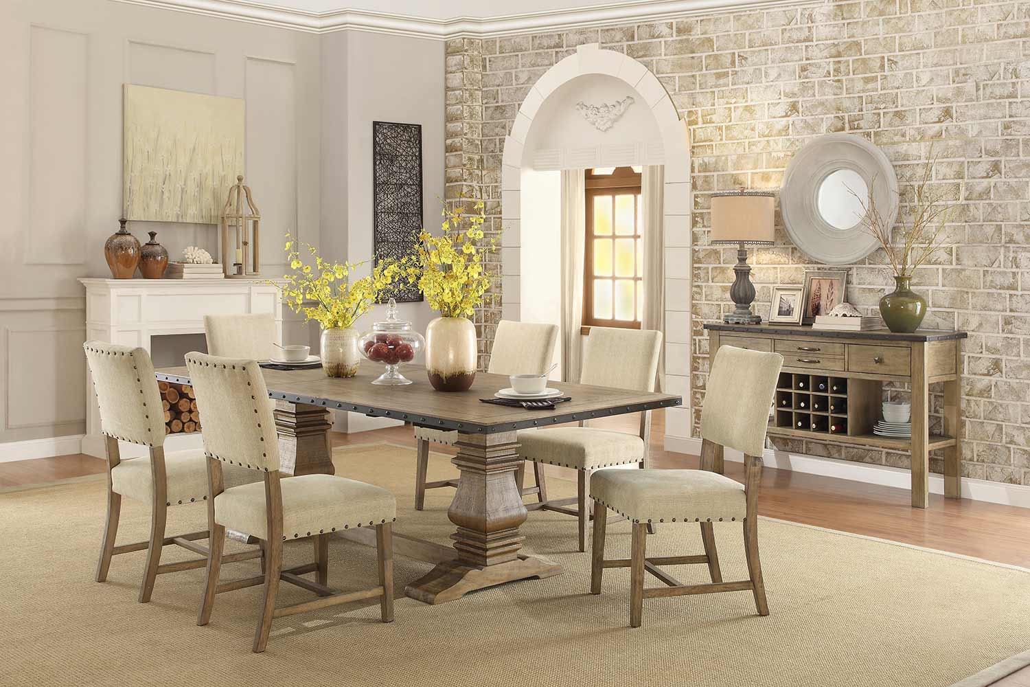 Homelegance Veltry Rectangular Dining Set - Weathered Finish