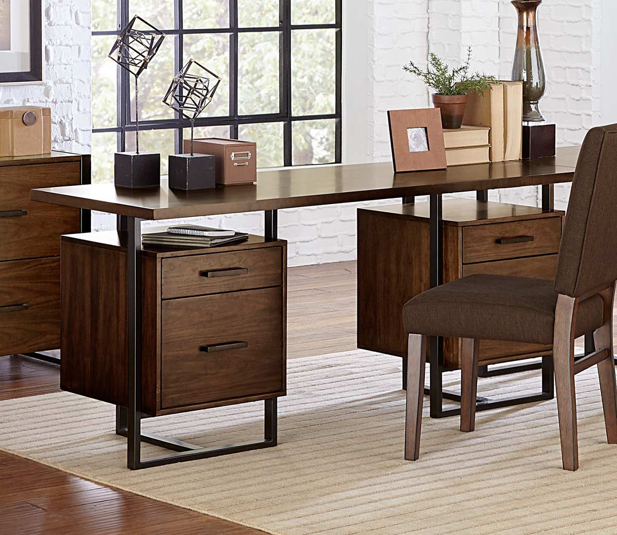 Homelegance Sedley Writing Desk with Two Cabinets - Walnut