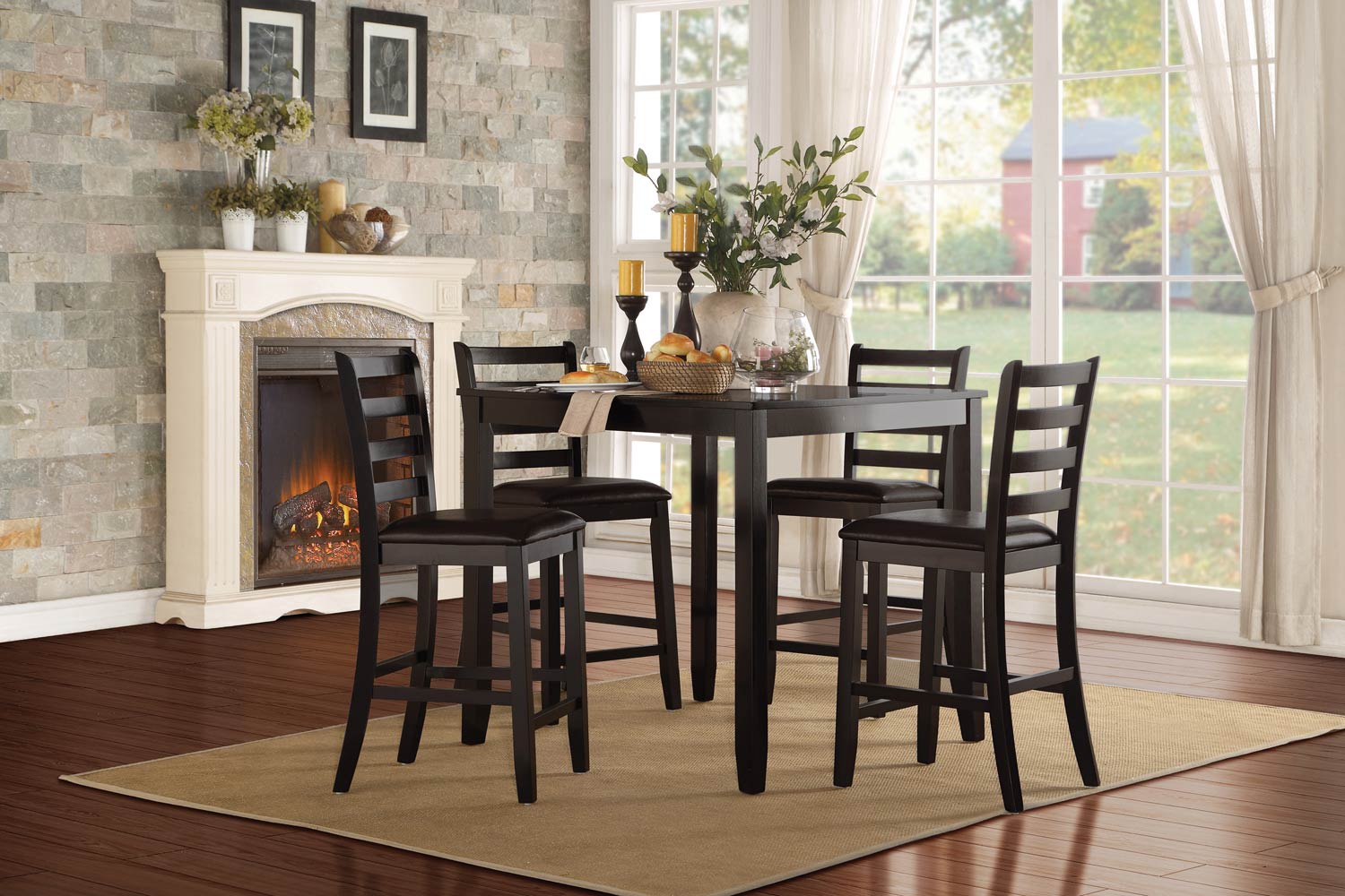 Homelegance Trask 5-Piece Counter Height Dining Set - Black Homelegance Trask 5-Piece Counter Height Dining Set - Black