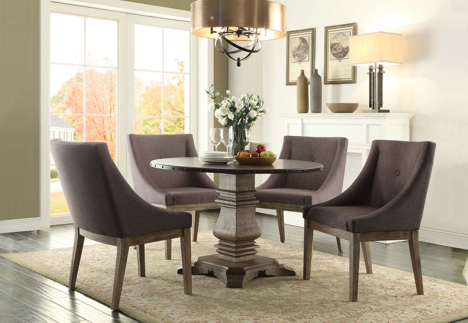 Homelegance Anna Claire Round Dining Set S3 - Driftwood/Zinc Homelegance Anna Claire Round Dining Set S3 - Driftwood/Zinc