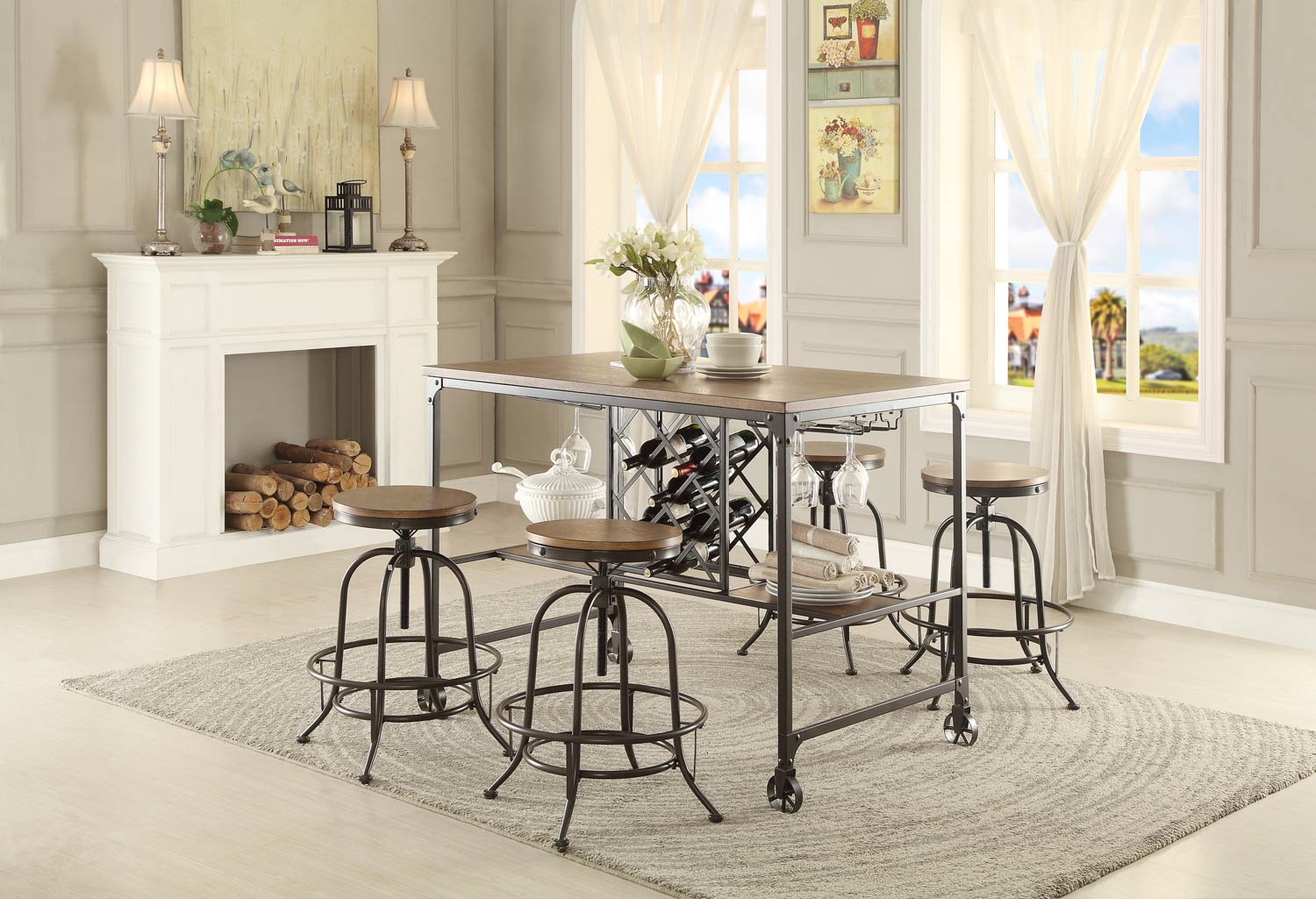 Homelegance Angstrom Counter Height Dining Set with Wine Rack B