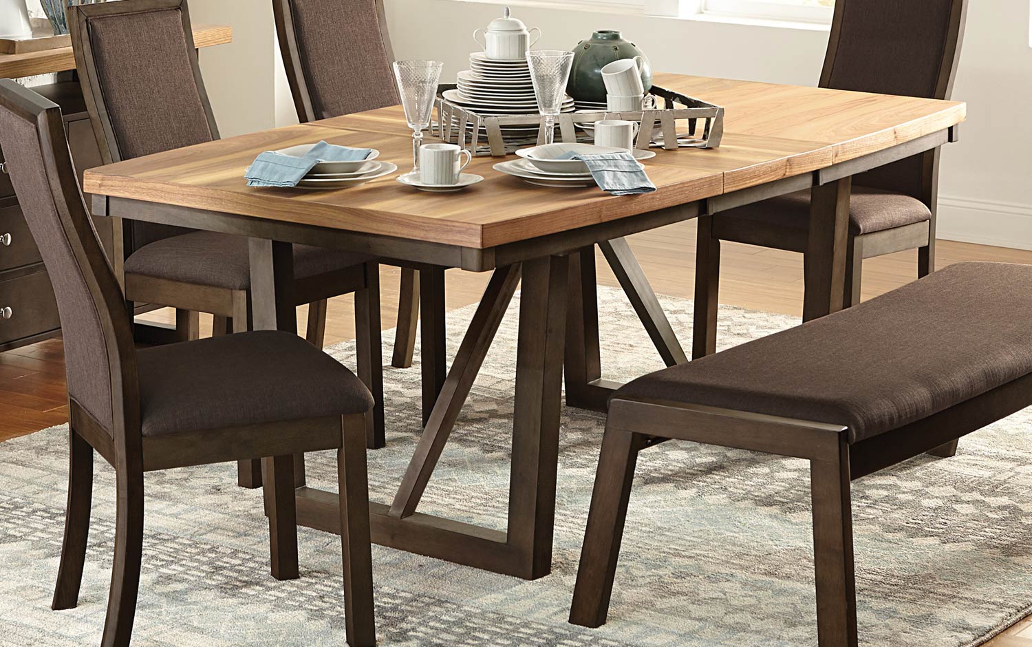 Homelegance Compson Dining Table - Natural/Walnut