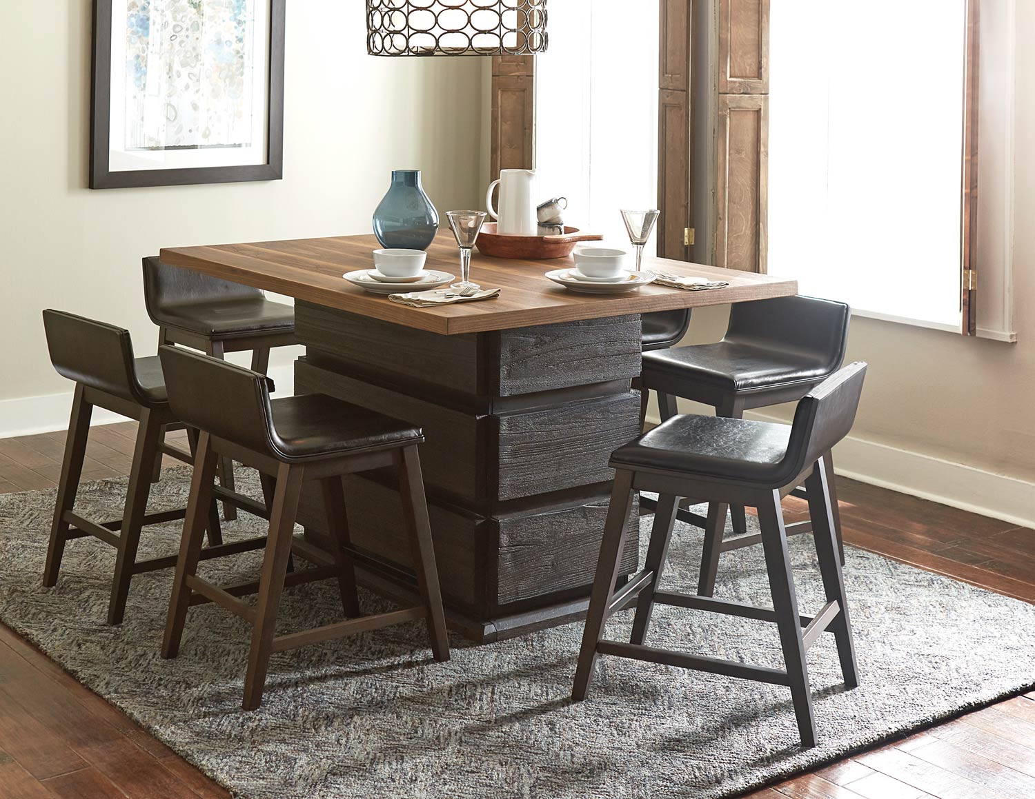 Homelegance Rochelle Counter Height Dining Set - Dark Brown/Natural Homelegance Rochelle Counter Height Dining Set - Dark Brown/Natural