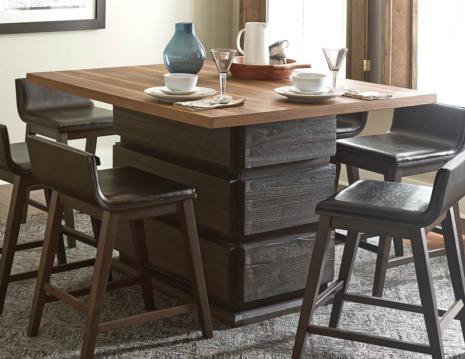 Homelegance Rochelle Counter Height Dining Table - Dark Brown/Natural