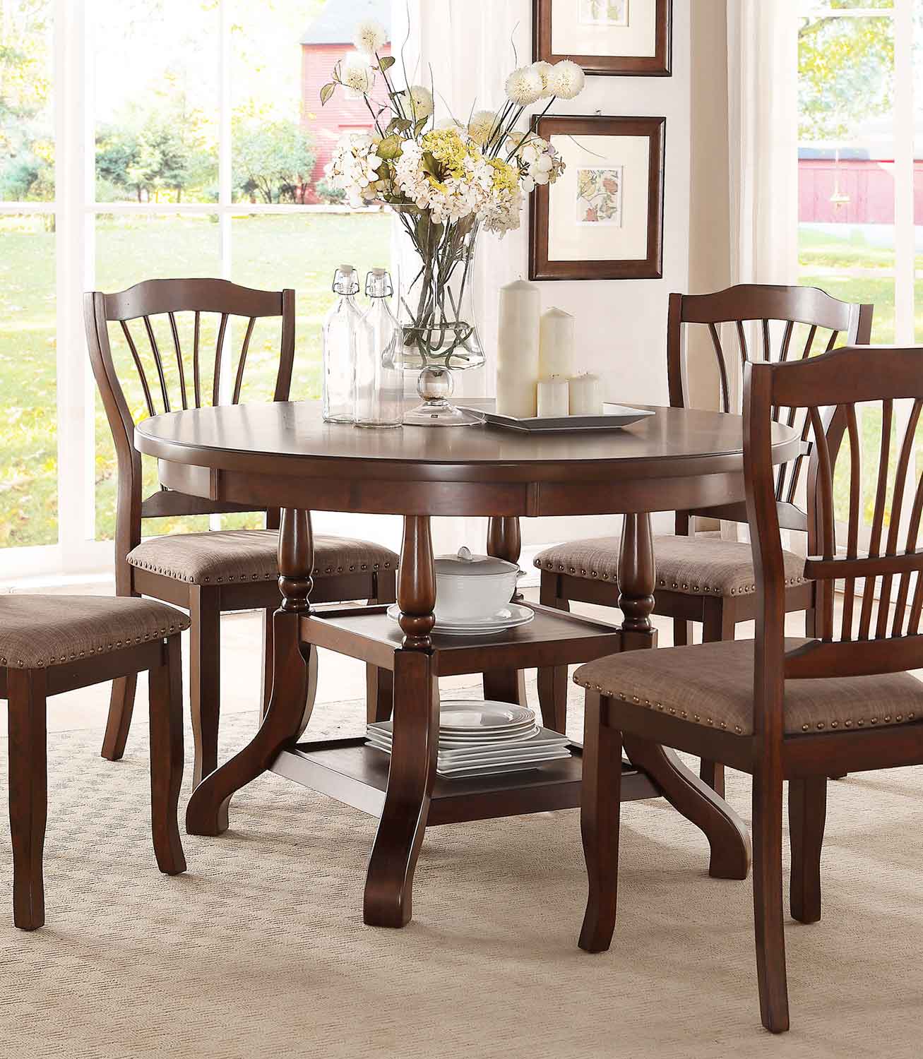 Homelegance Frankford Round Dining Table - Brown