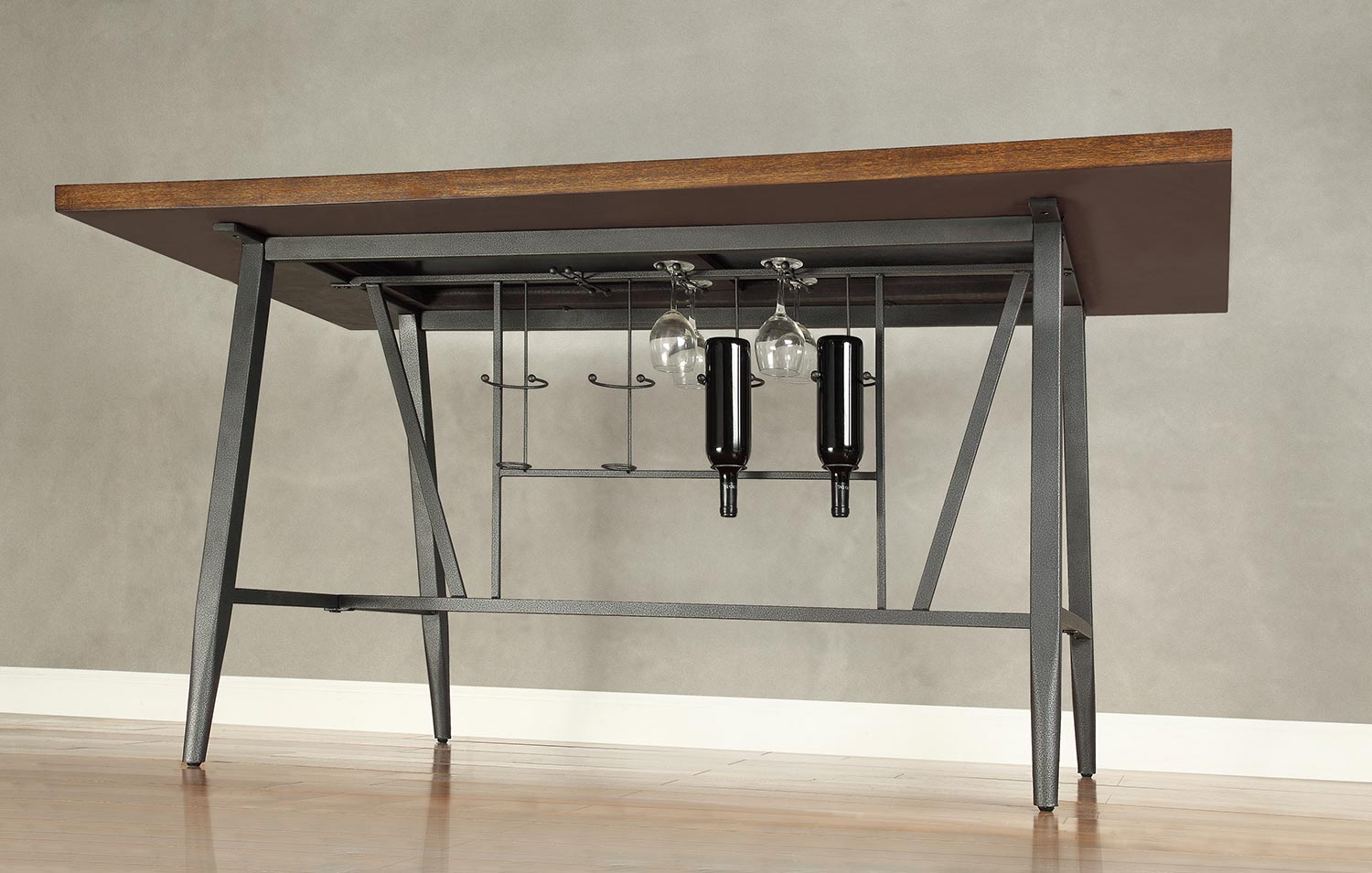Homelegance Selbyville Rectangular Counter Height Table with Glass Insert - Cherry/Gunmetal