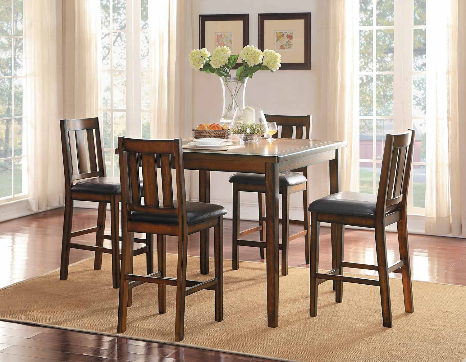 Homelegance Delmar 5- Piece Pack Counter Height Dining Set - Burnish Finish