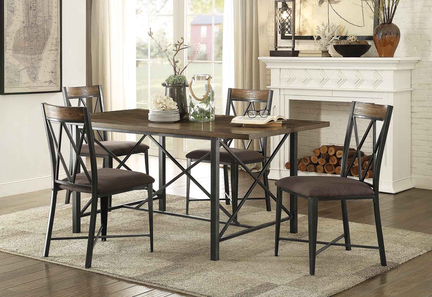 Homelegance Sage Rectangular Dining Set - Burnish Finish Homelegance Sage Rectangular Dining Set - Burnish Finish