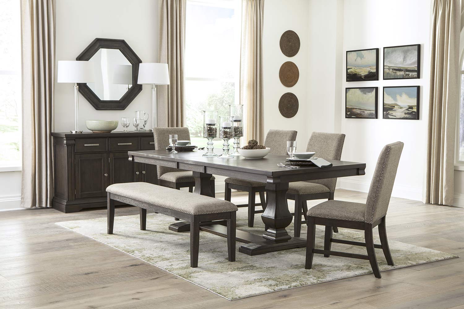 Homelegance Southlake Dining Set - Wire-brushed Rustic Brown