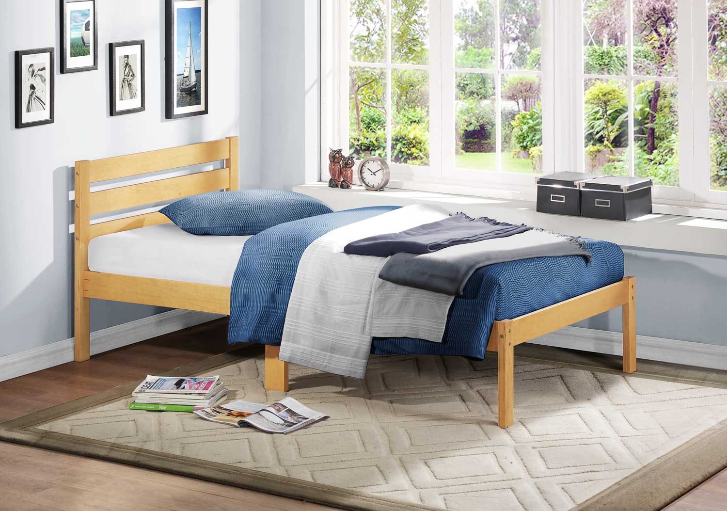 Homelegance Bart Twin Platform Bed - Oak