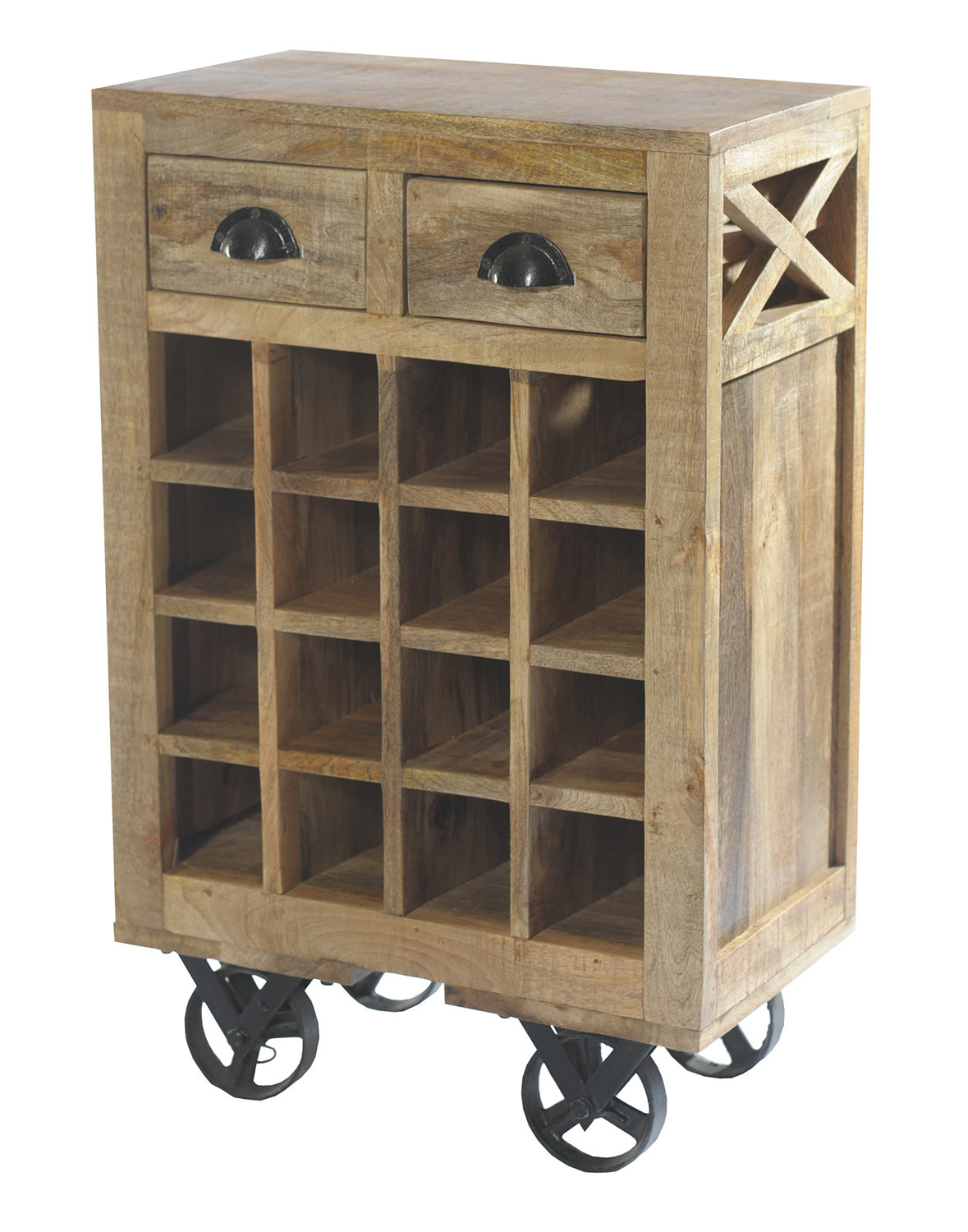 Homelegance Amara Wooden Wine Cart with Rack on Wheels