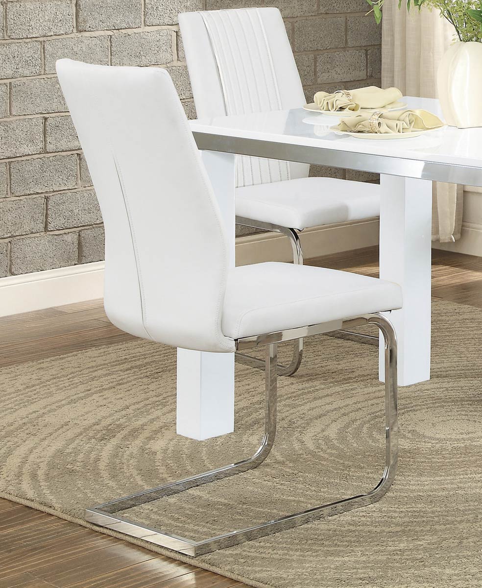 Homelegance Rohme Side Chair - Glossy White/Chrome