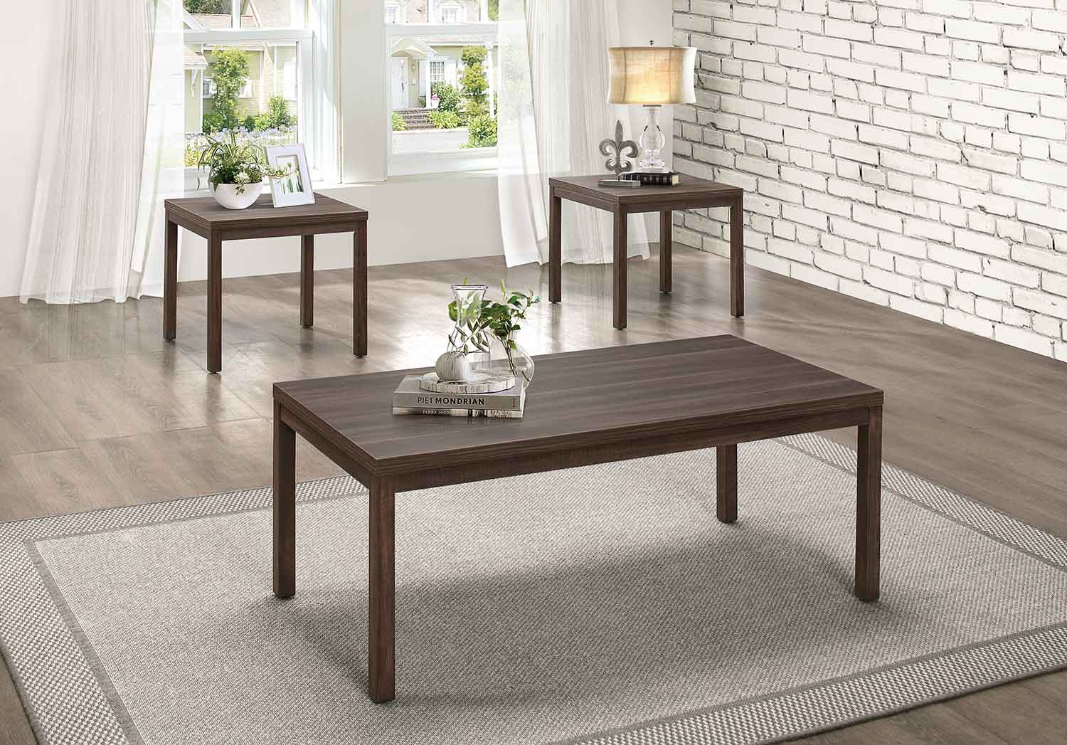 Homelegance Turia 3-Piece Occasional Table Set - Cool Brown