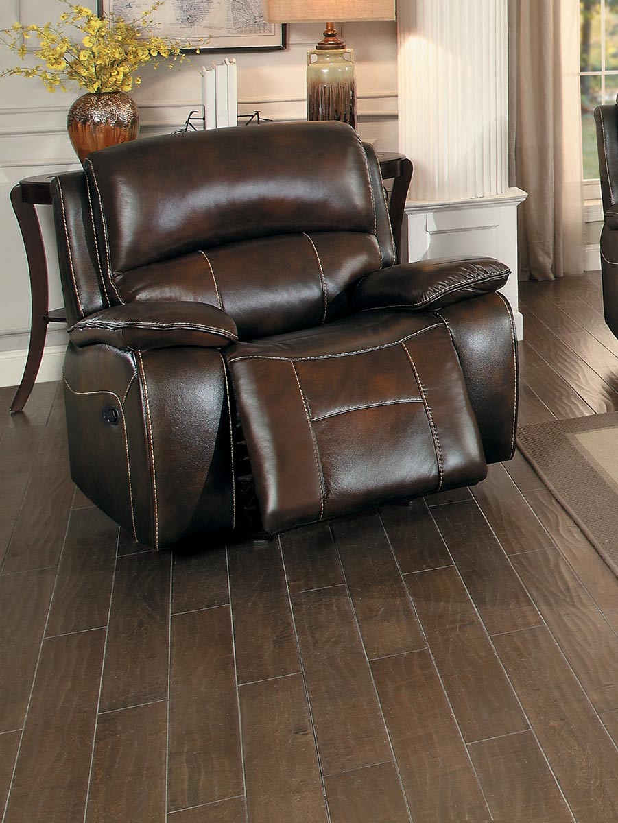 Homelegance Mahala Reclining Sofa Set - Brown Top Grain ...