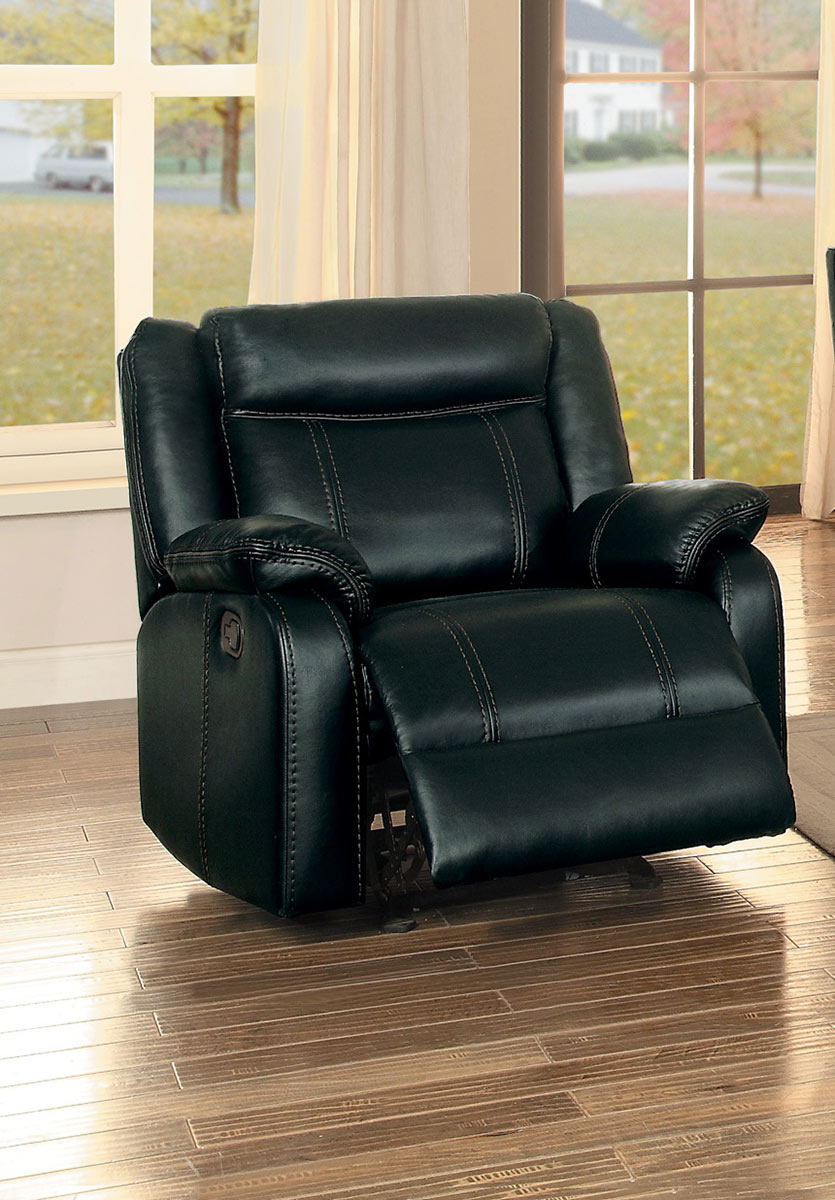 Homelegance Jude Glider Reclining Chair - Black Leather Gel Match