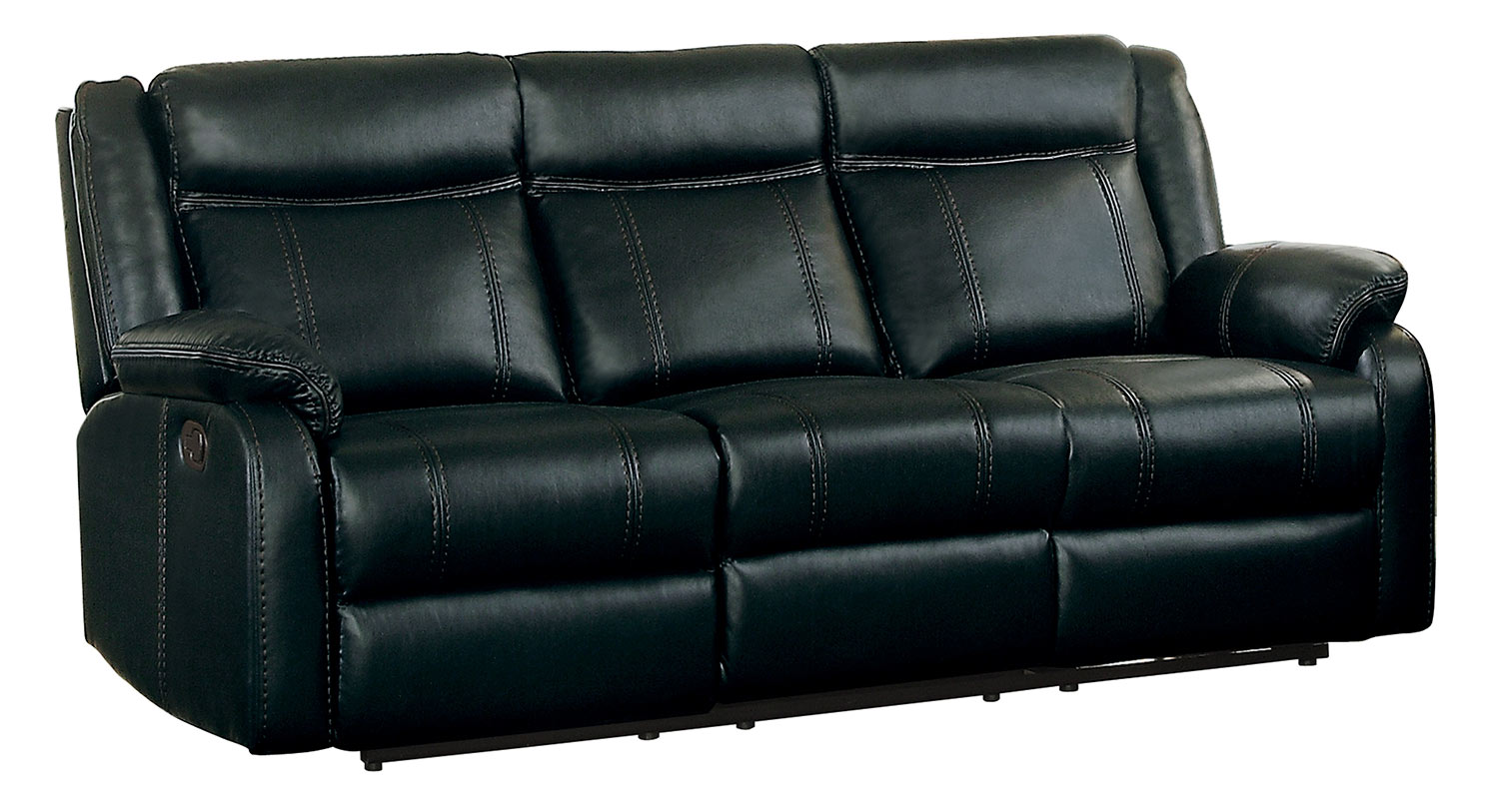 Homelegance Jude Double Reclining Sofa with Drop-Down Table - Black Leather Gel Match