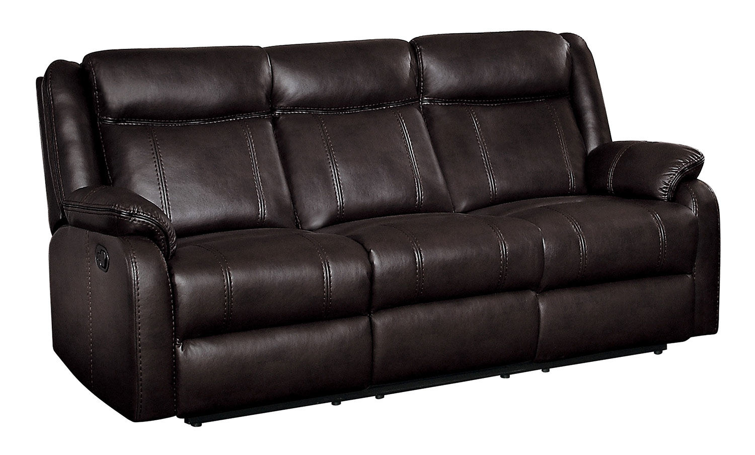 Homelegance Jude Double Reclining Sofa with Drop-Down Table - Dark Brown Leather Gel Match