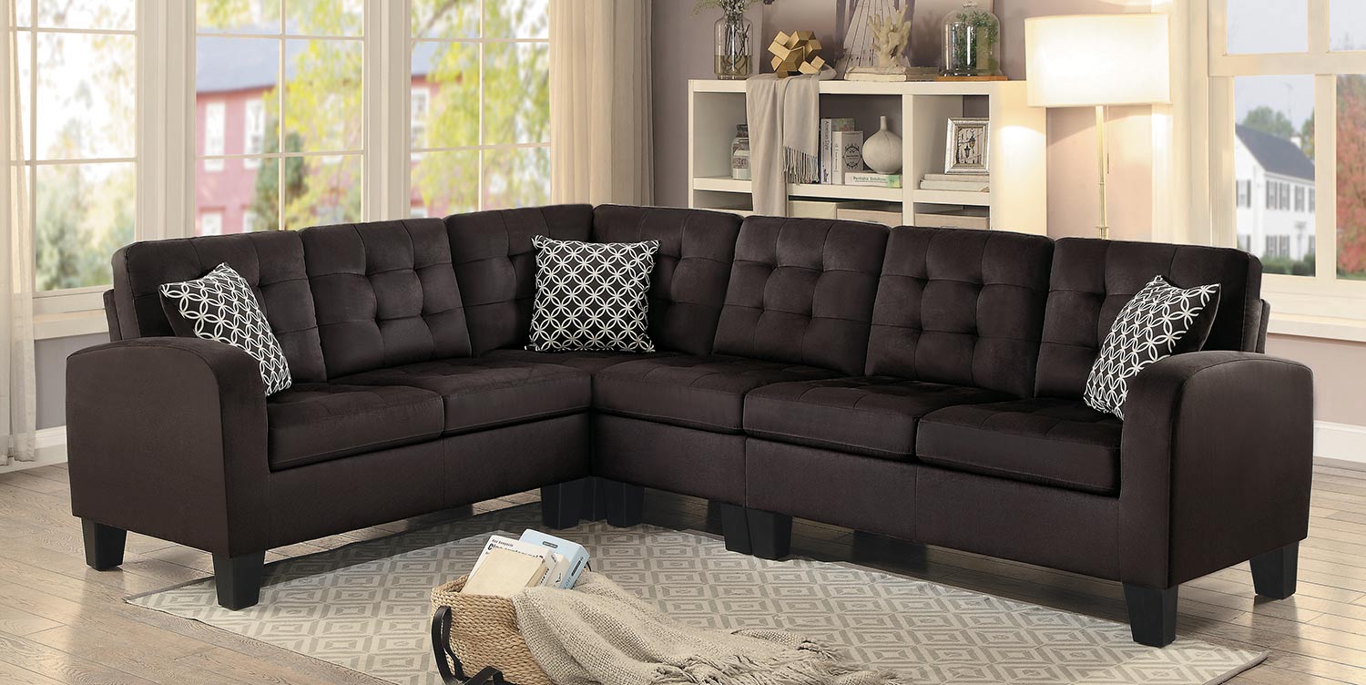 Homelegance Sinclair Reversible Sectional Sofa - Chocolate Fabric